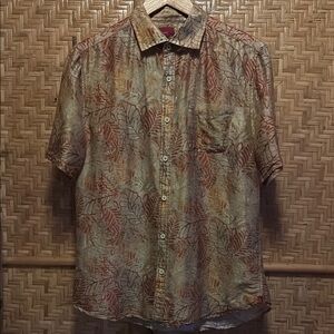 & Sons aloha Hawaiian Leaf Print Shirt Large
